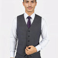 Charcoal Prince of Wales Vest - SARTORO