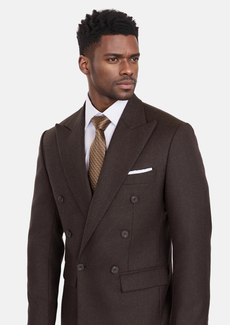 Chocolate Brown Flannel Rockafeller Jacket - SARTORO714