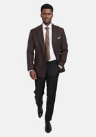 Chocolate Brown Flannel Rockafeller Jacket - SARTORO675