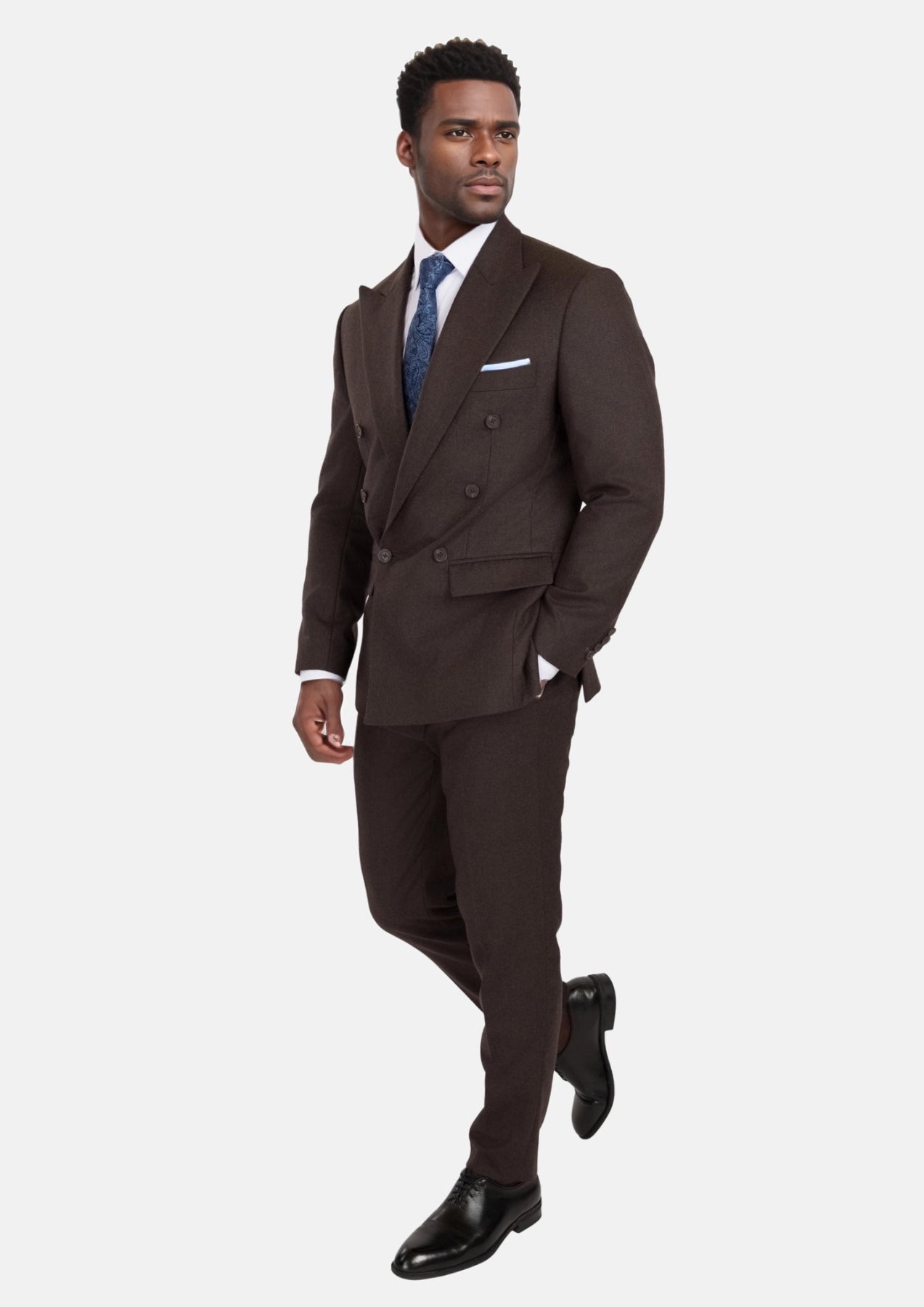 Chocolate Brown Flannel Rockafeller Suit - SARTORO