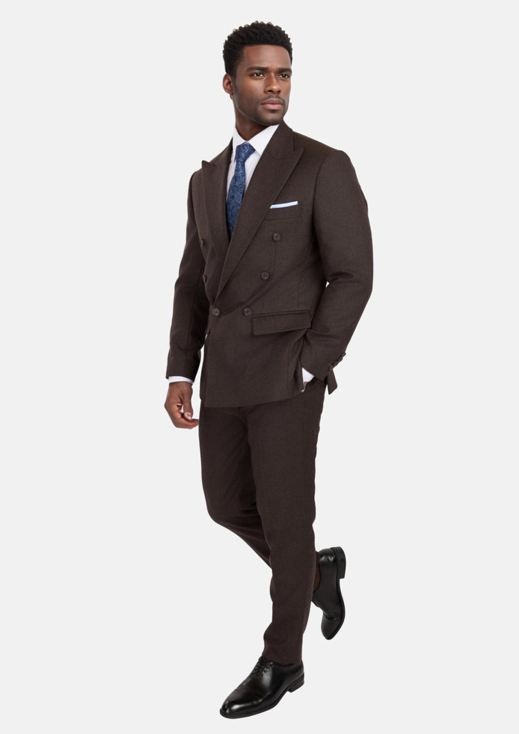 Chocolate Brown Flannel Rockafeller Suit - SARTORO788