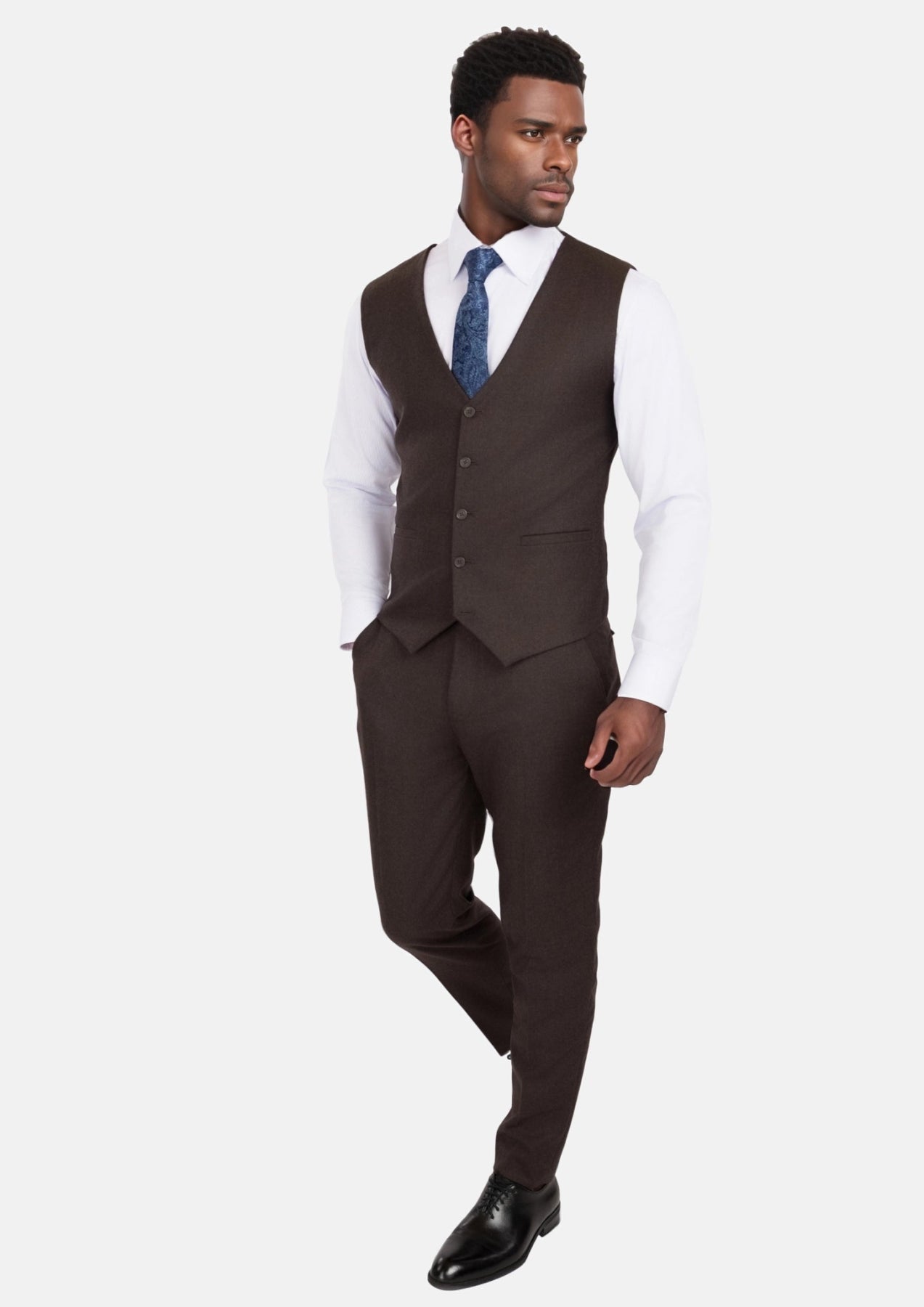 Chocolate Brown Flannel Vest - SARTORO