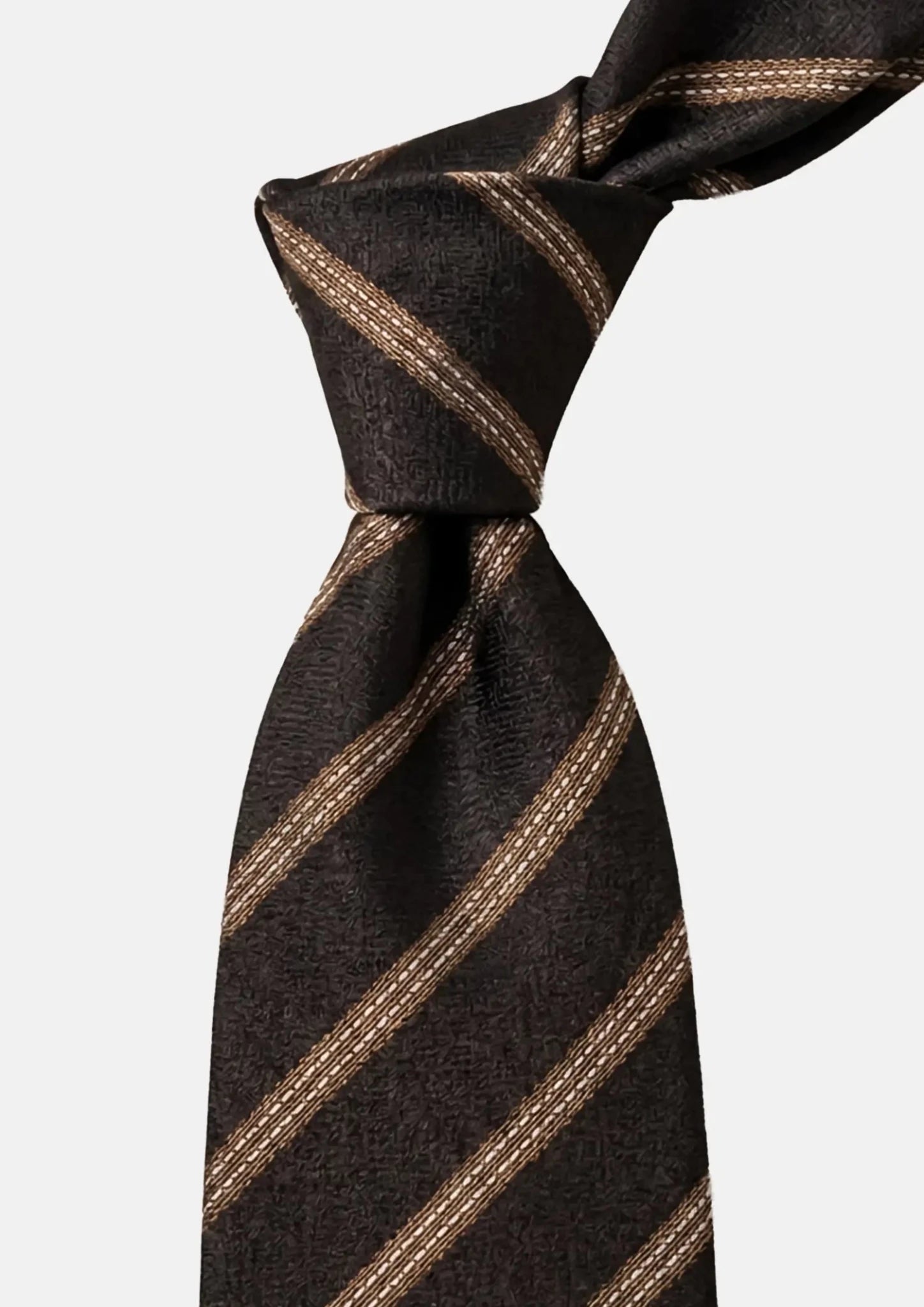 Chocolate Brown Gold Stripe Tie - SARTORO797