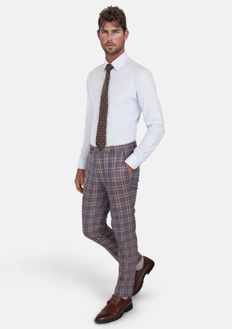 Cincinnati Lilac Checked Pants - SARTORO870