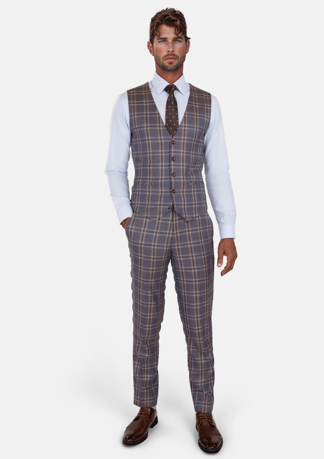 Cincinnati Lilac Checked Vest - SARTORO