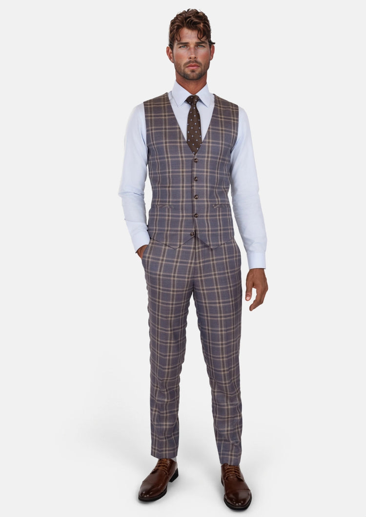 Cincinnati Lilac Checked Vest - SARTORO121