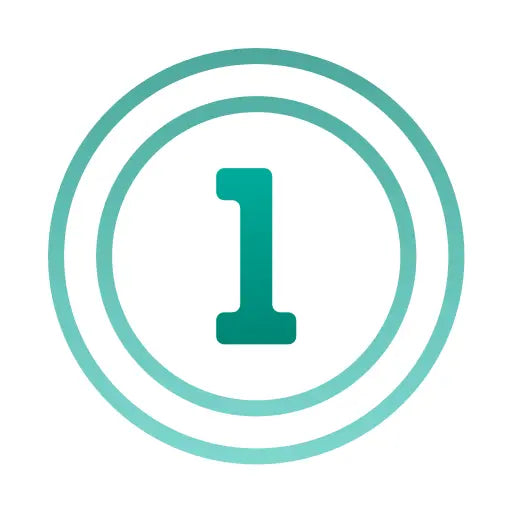 Number '1' inside a teal circle on a white background