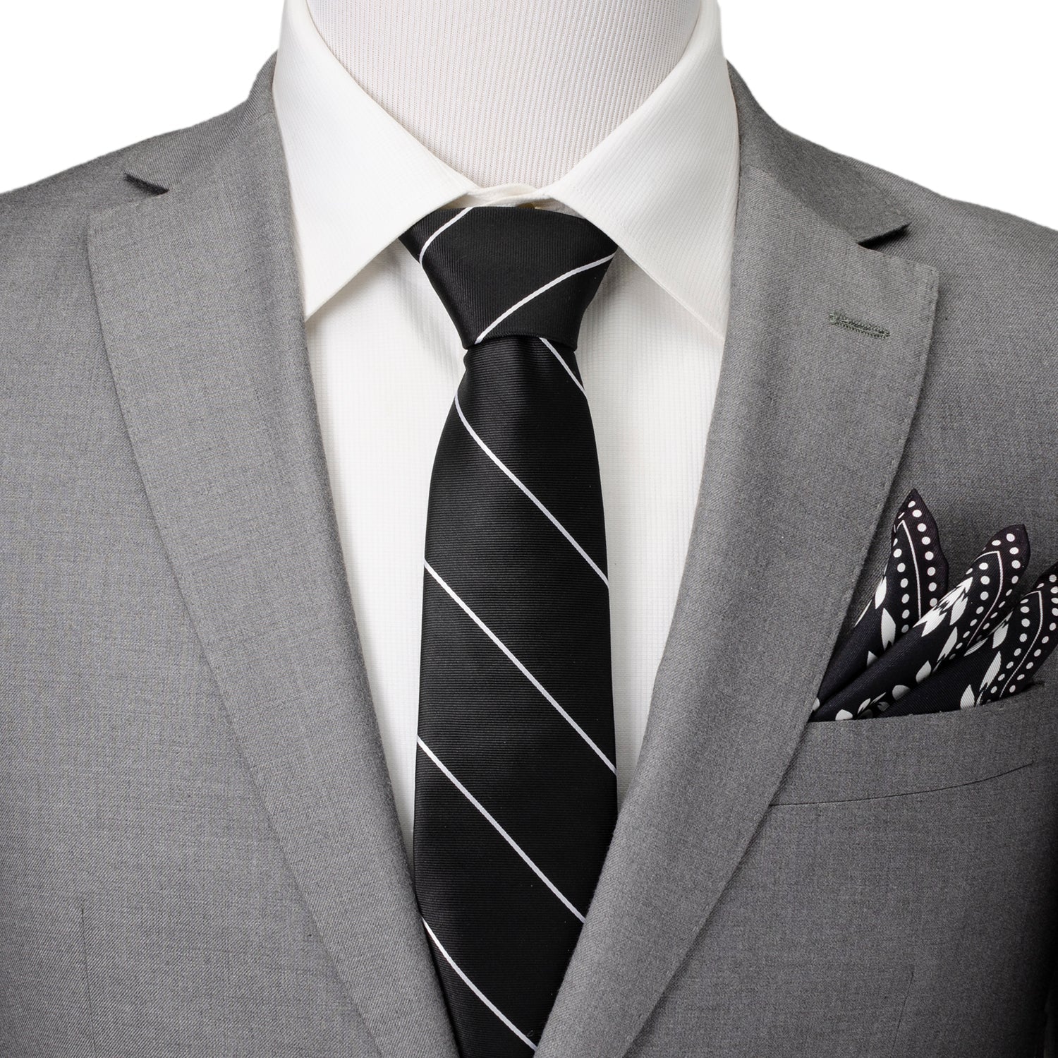 Classic Black Striped Silk Men's Tie - SARTORO581