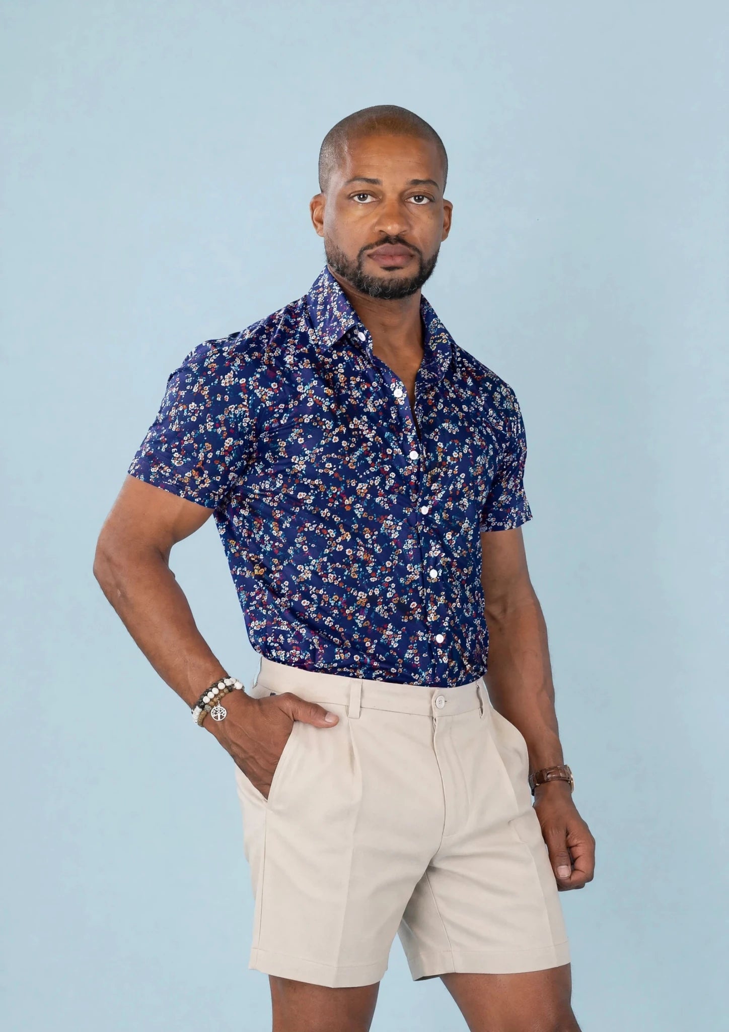 Cobalt Bloom Silk Shirt - SARTORO904
