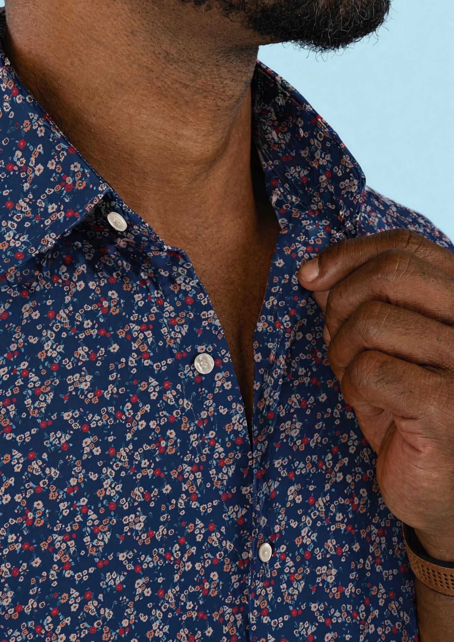 Cobalt Bloom Silk Shirt - SARTORO540