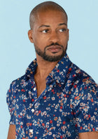 Cobalt Bloom Silk Shirt - SARTORO954
