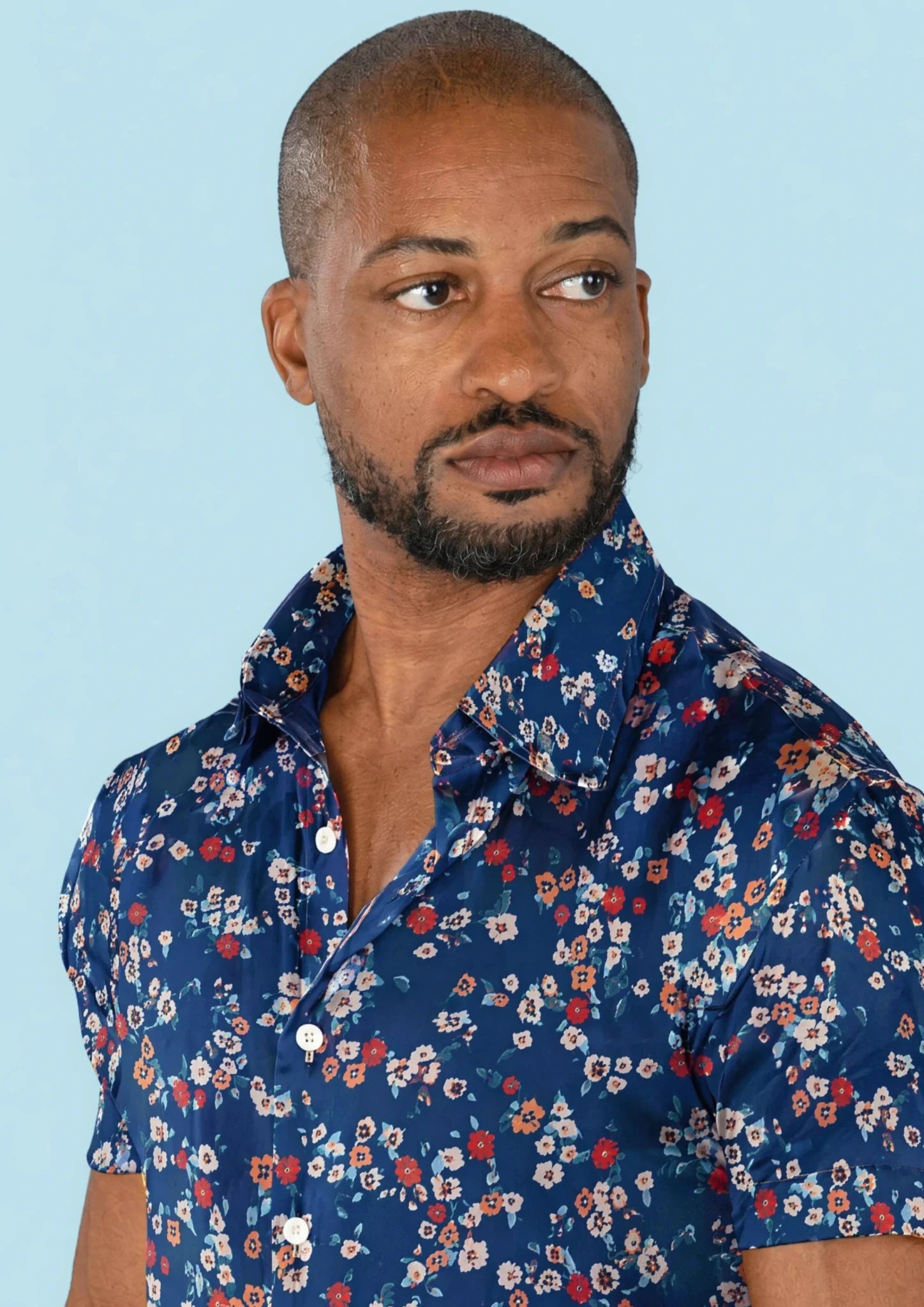 Cobalt Bloom Silk Shirt - SARTORO229