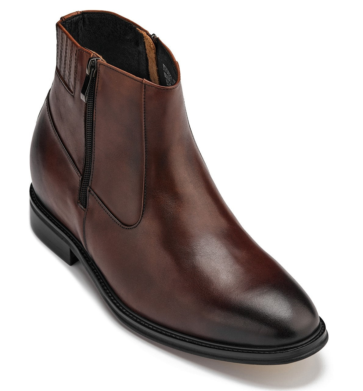 Coffee Brown Zipper Boots - 2542