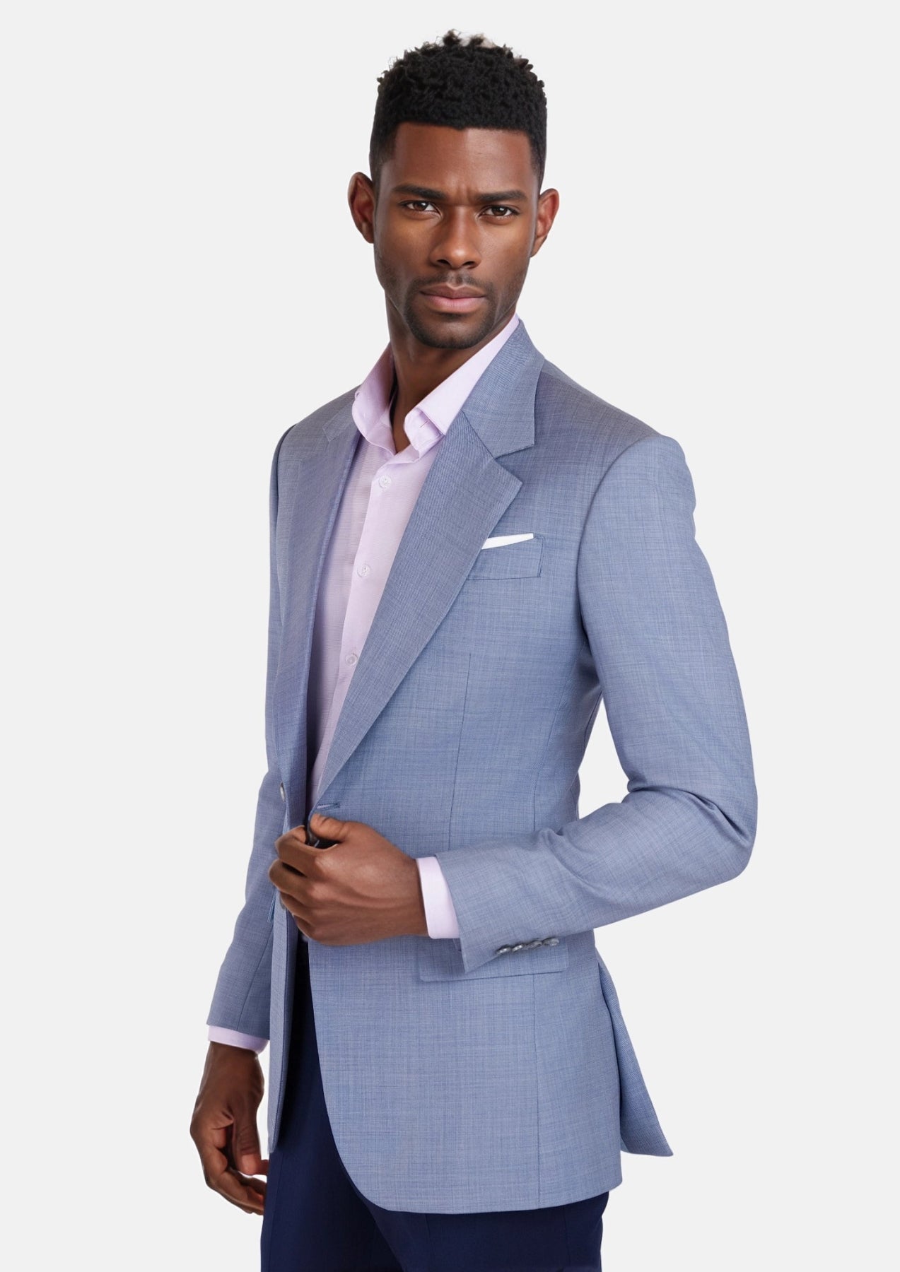 Columbia Blue Sharkskin Ellis Jacket - SARTORO