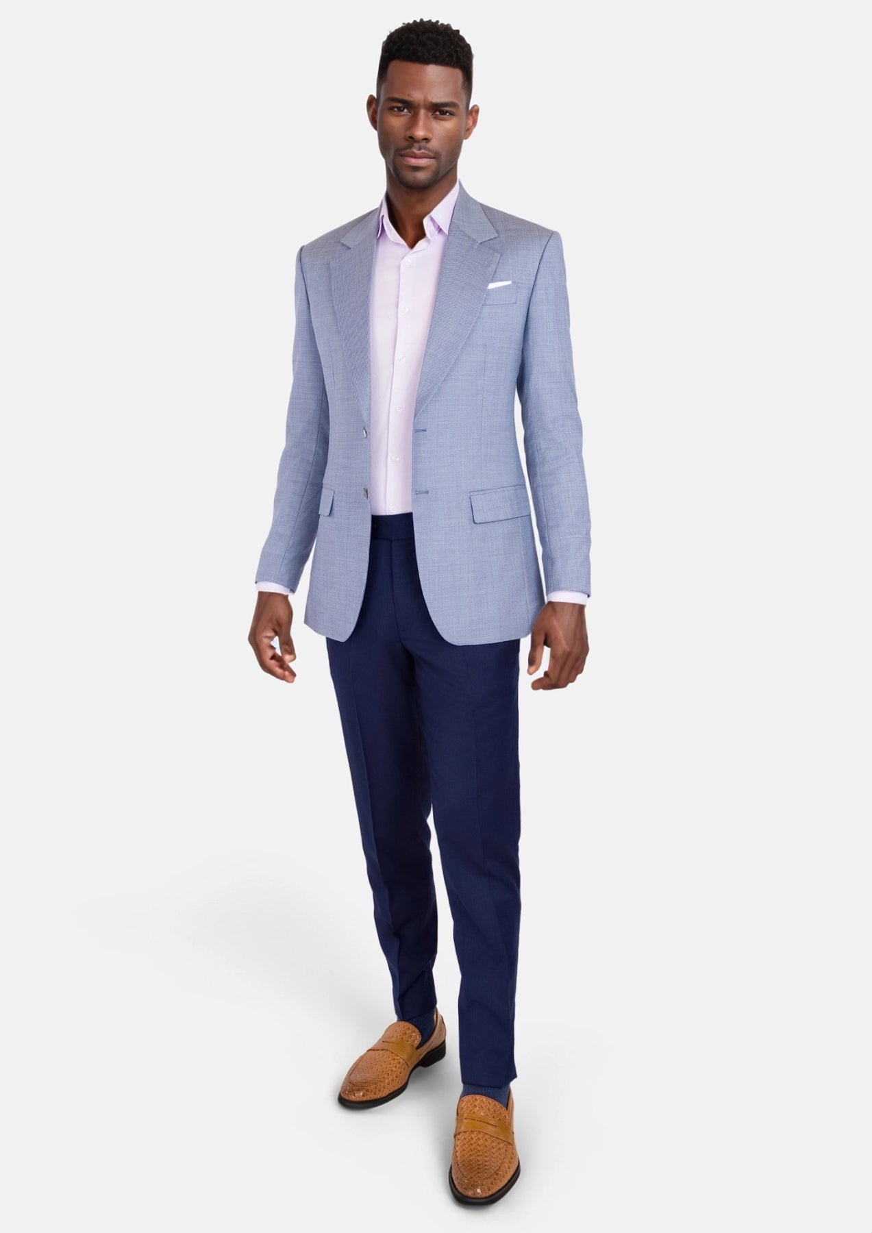 Columbia Blue Sharkskin Ellis Jacket - SARTORO
