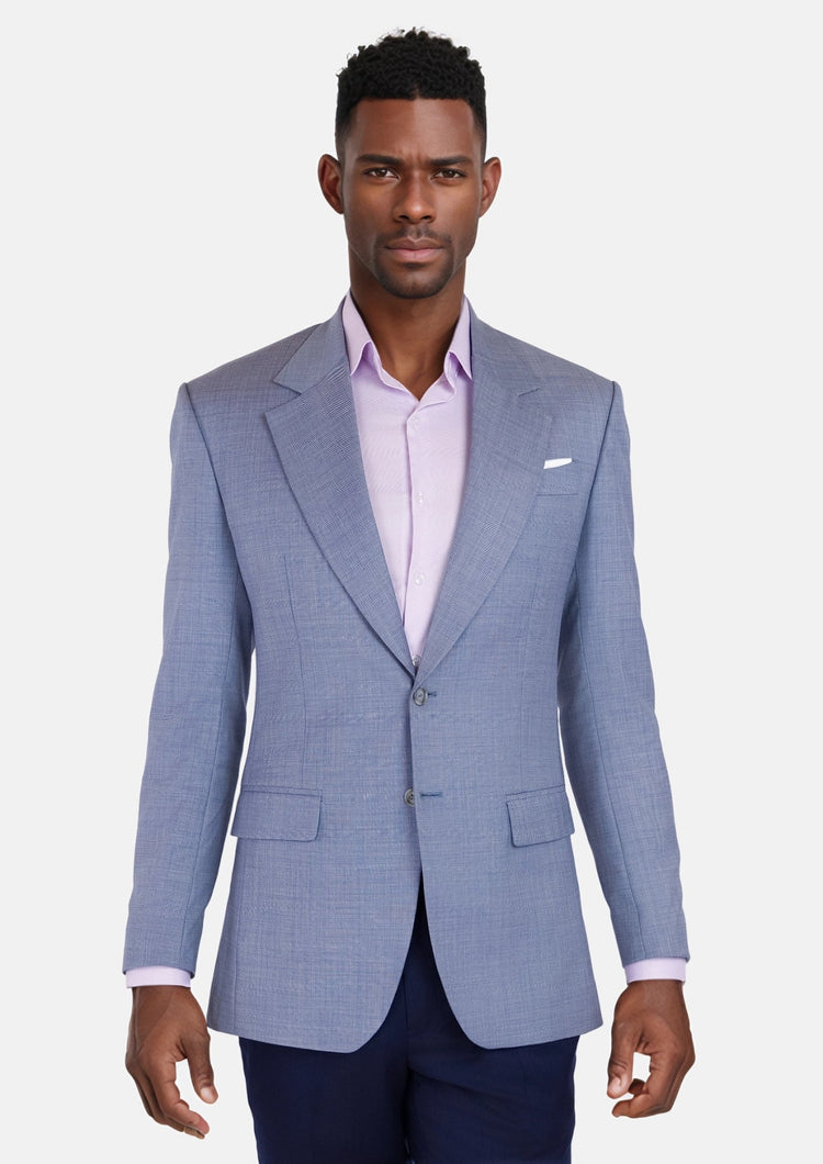 Columbia Blue Sharkskin Ellis Jacket - SARTORO33