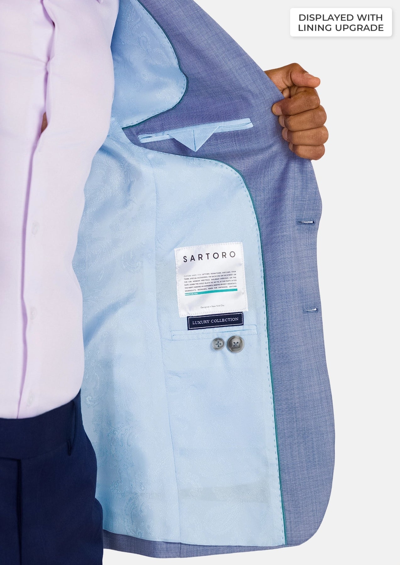 Columbia Blue Sharkskin Ellis Jacket - SARTORO