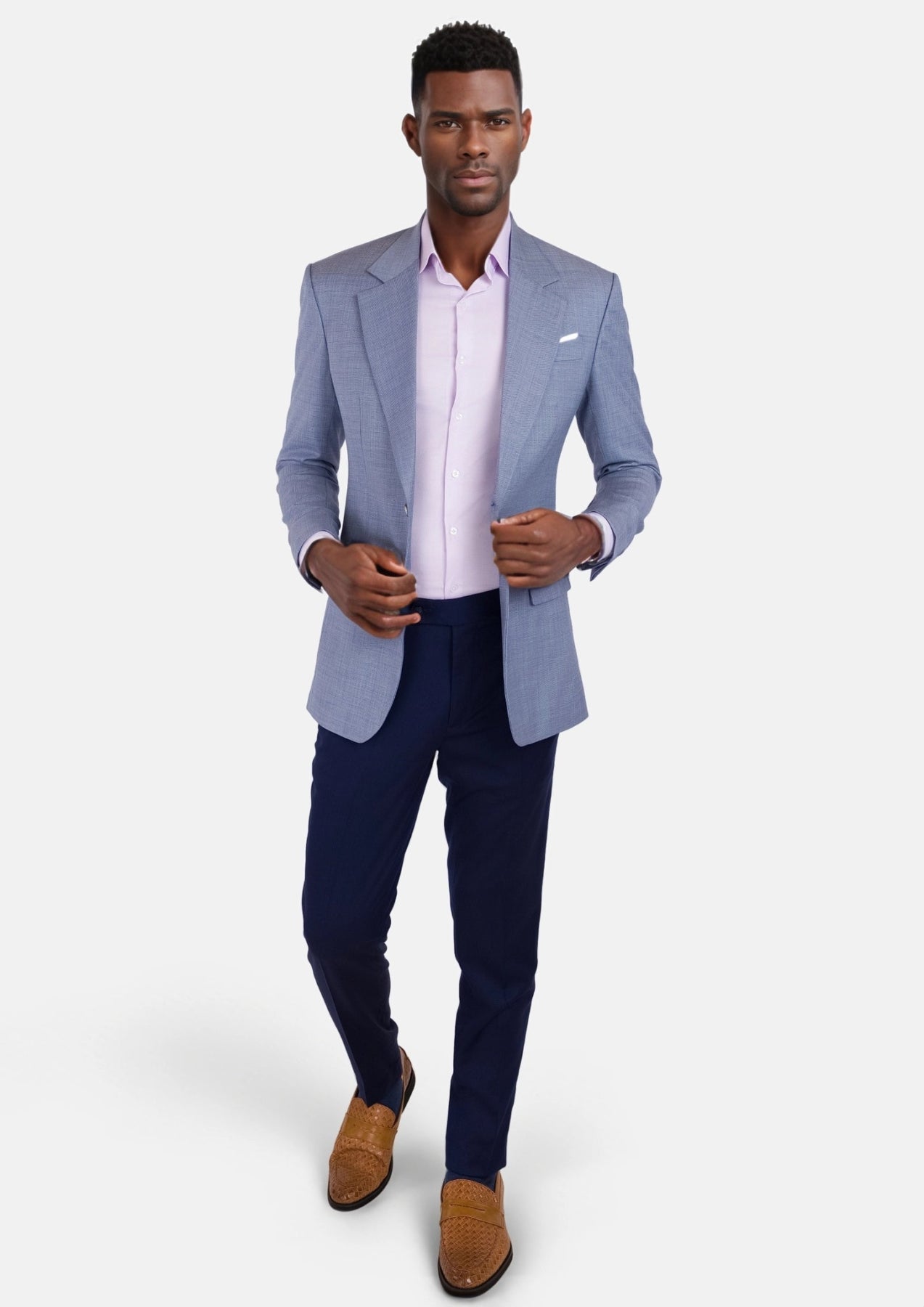 Columbia Blue Sharkskin Ellis Jacket - SARTORO