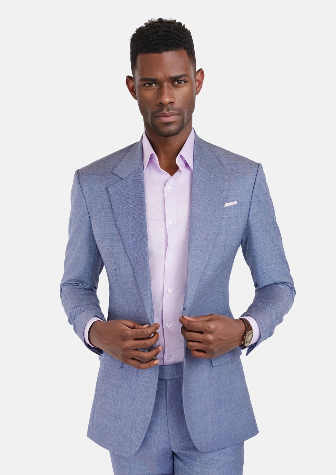 Columbia Blue Sharkskin Ellis Suit - SARTORO