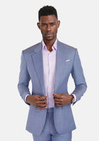 Columbia Blue Sharkskin Ellis Suit - SARTORO692