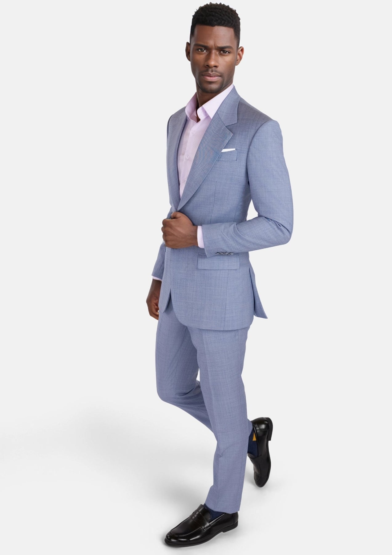 Columbia Blue Sharkskin Ellis Suit - SARTORO