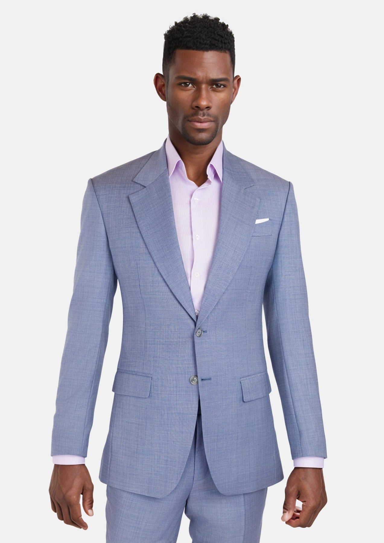 Columbia Blue Sharkskin Ellis Suit - SARTORO