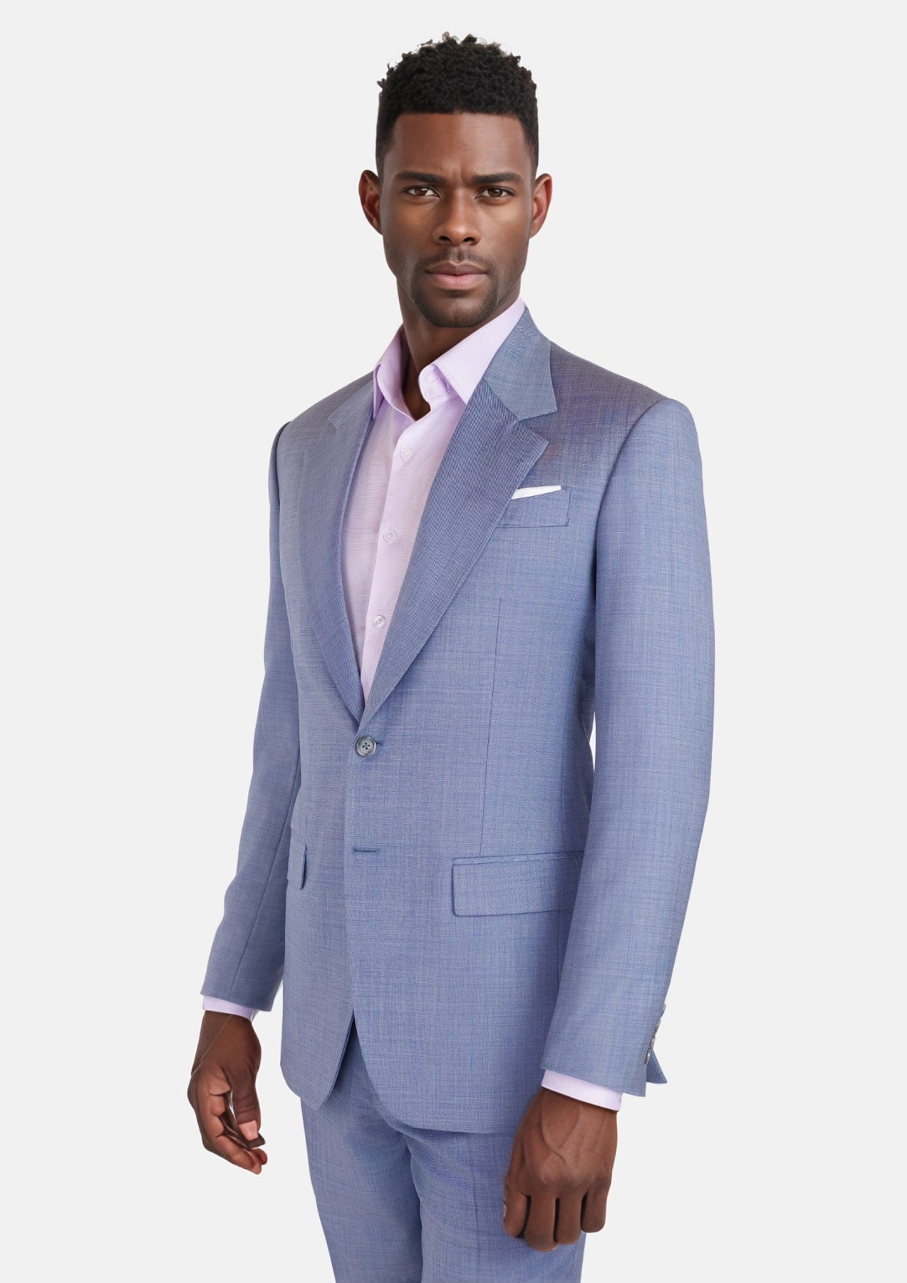 Columbia Blue Sharkskin Ellis Suit - SARTORO