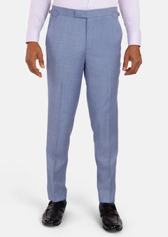 Columbia Blue Sharkskin Pants - SARTORO