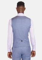 Columbia Blue Sharkskin Vest - SARTORO541