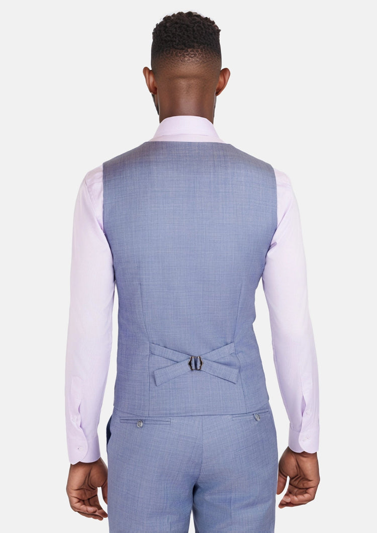 Columbia Blue Sharkskin Vest - SARTORO155
