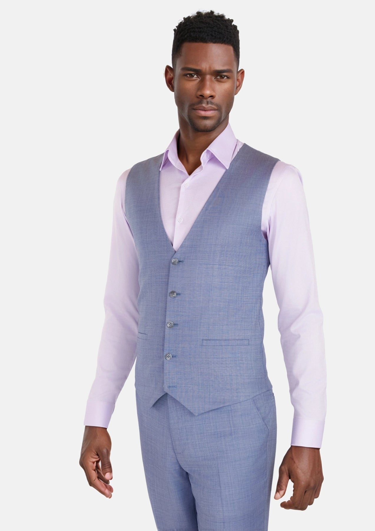 Columbia Blue Sharkskin Vest - SARTORO