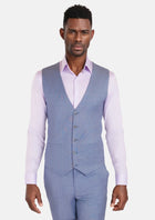 Columbia Blue Sharkskin Vest - SARTORO276