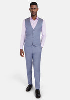 Columbia Blue Sharkskin Vest - SARTORO755