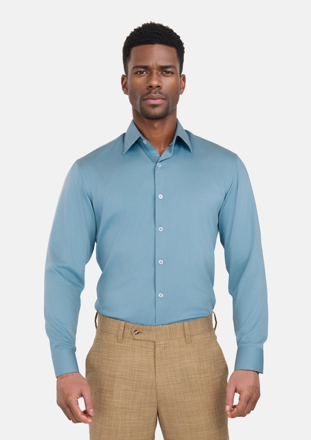 Cool Blue Textured Weave Shirt - SARTORO
