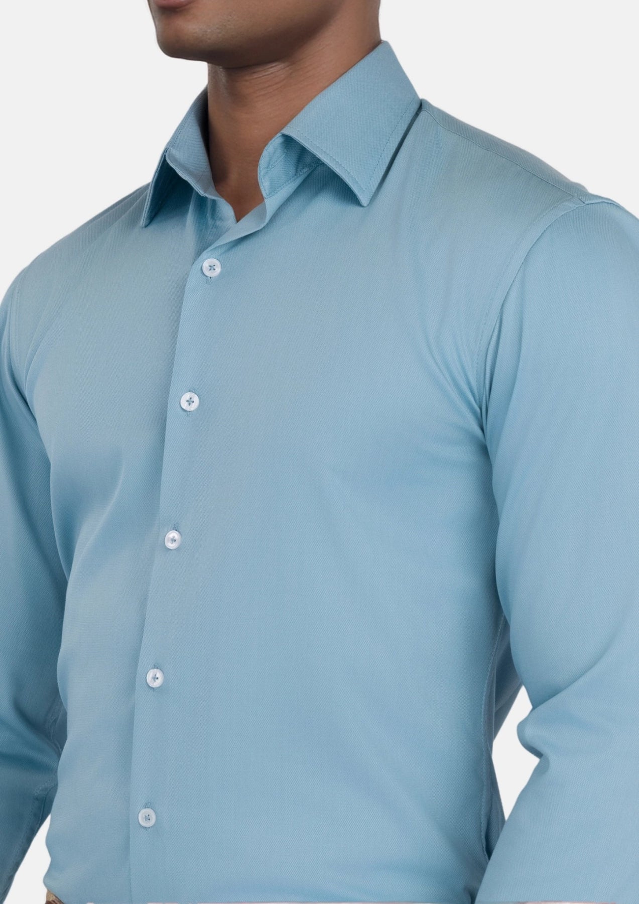 Cool Blue Textured Weave Shirt - SARTORO