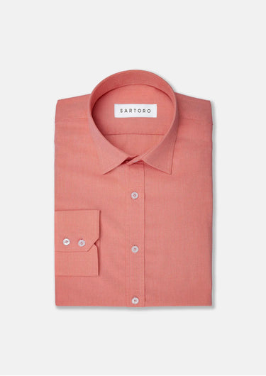 Coral Egyptian Cotton Broadcloth Shirt - SARTORO