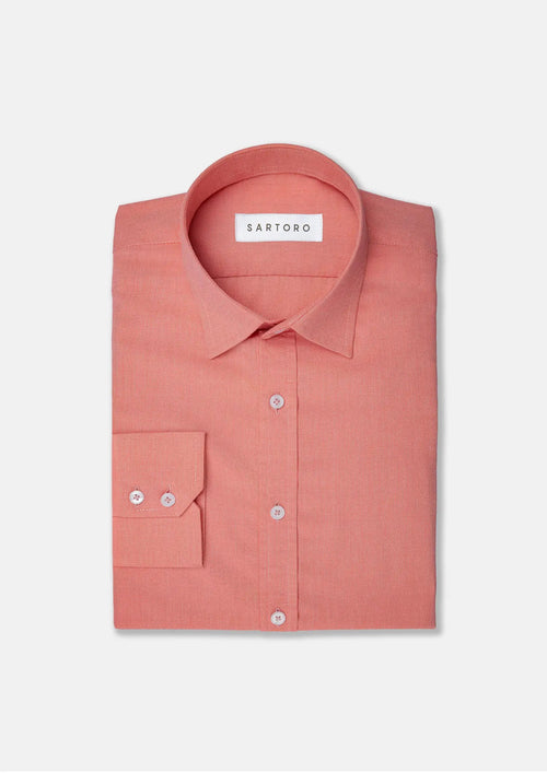 Coral Egyptian Cotton Broadcloth Shirt - SARTORO