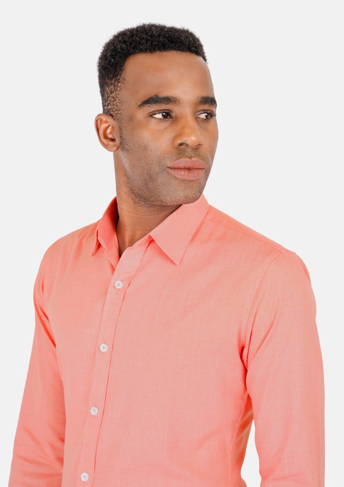 Men's Coral Egyptian Cotton Broadcloth Shirt Men's Coral Egyptian Cotton Broadcloth Shirt