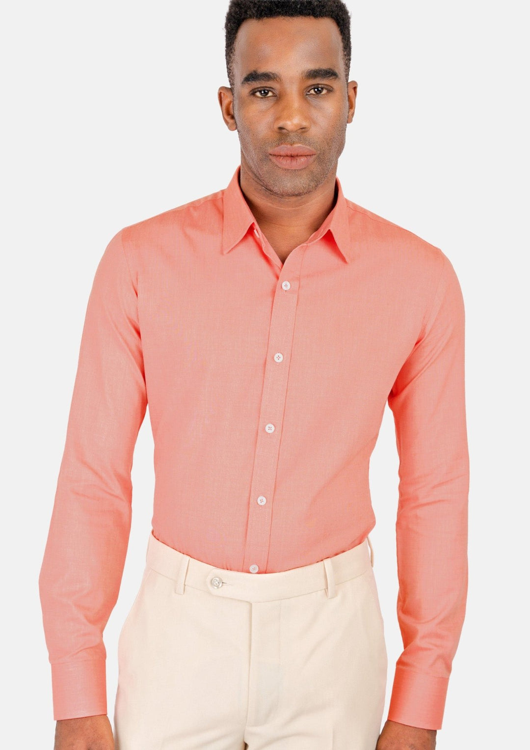 Coral Egyptian Cotton Broadcloth Shirt - SARTORO