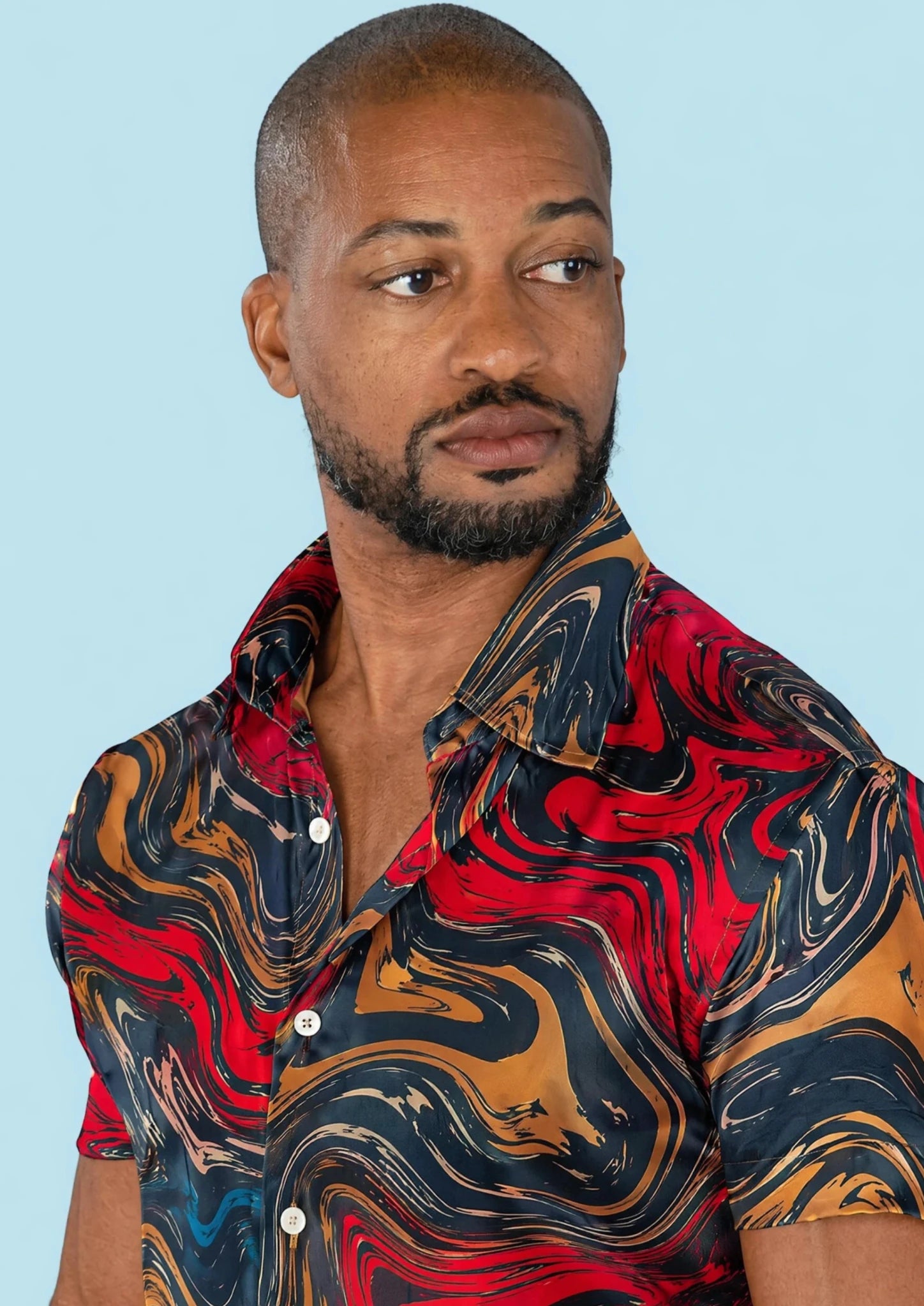Crimson Swirl Silk Shirt - SARTORO69