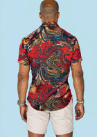 Crimson Swirl Silk Shirt - SARTORO233