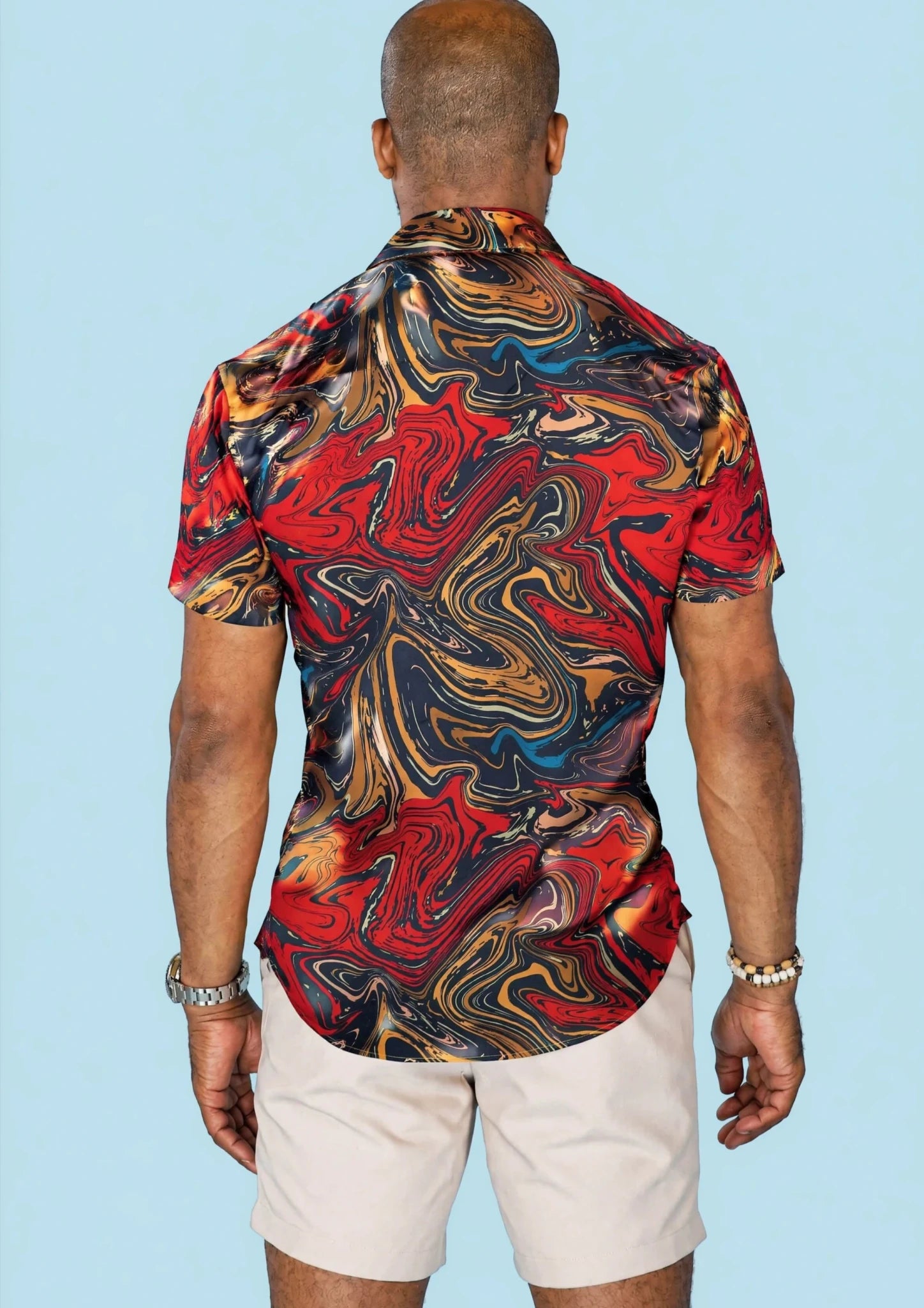 Crimson Swirl Silk Shirt - SARTORO870