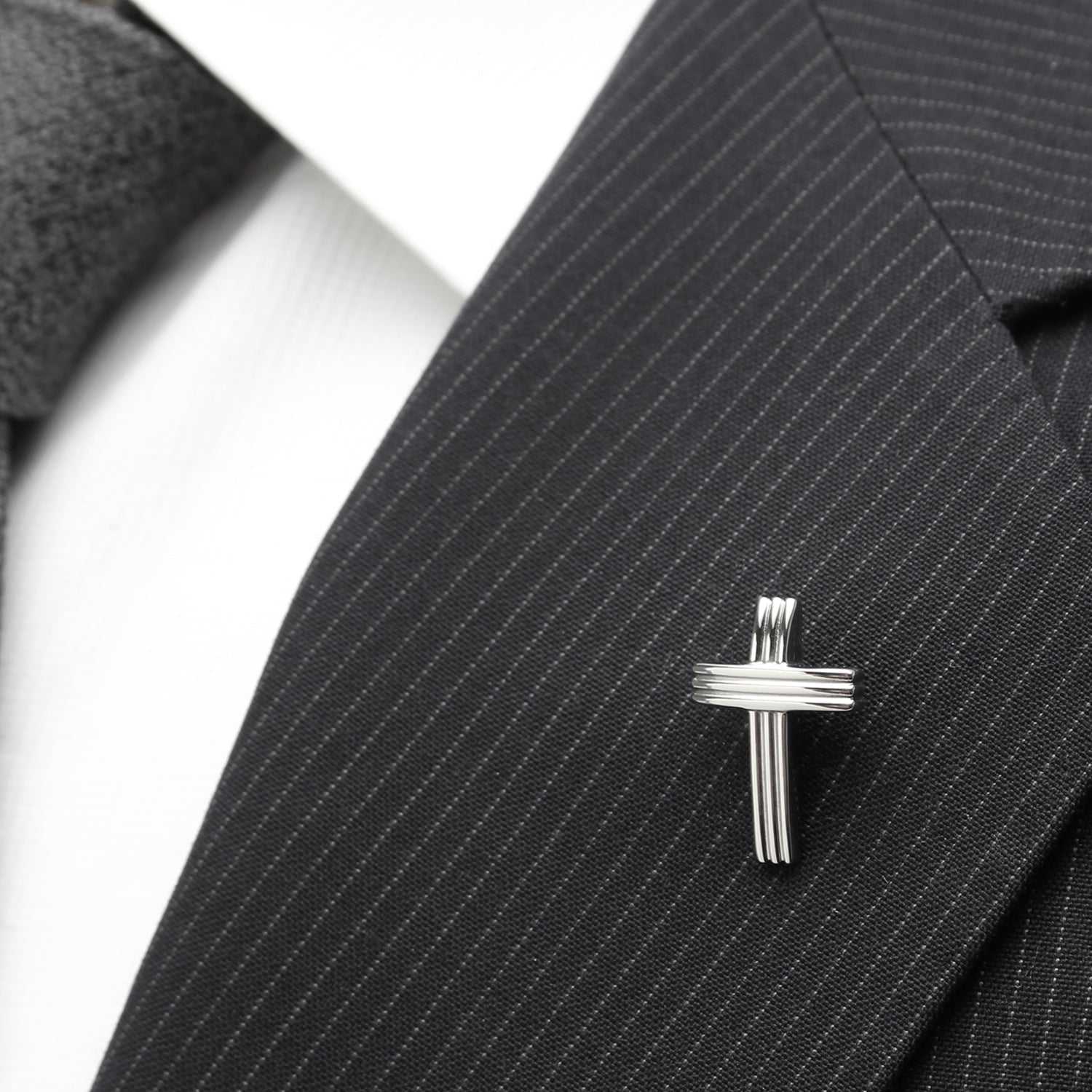 Cross Stainless Steel Lapel Pin - SARTORO911
