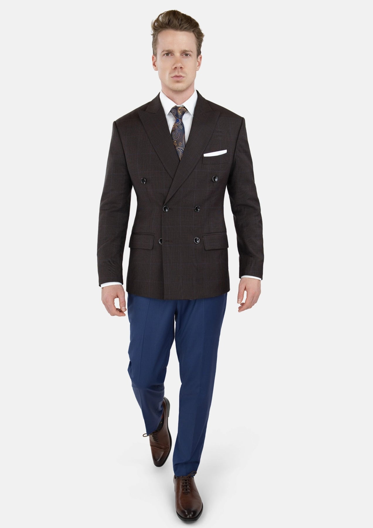 Dark Brown Prince Of Wales Jacket - SARTORO720