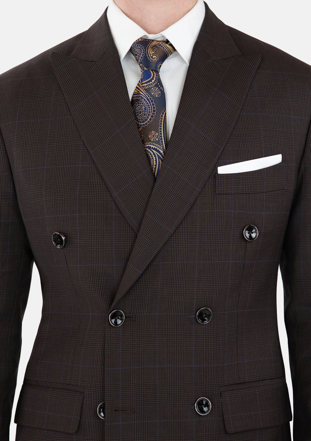 Dark Brown Prince Of Wales Jacket - SARTORO738