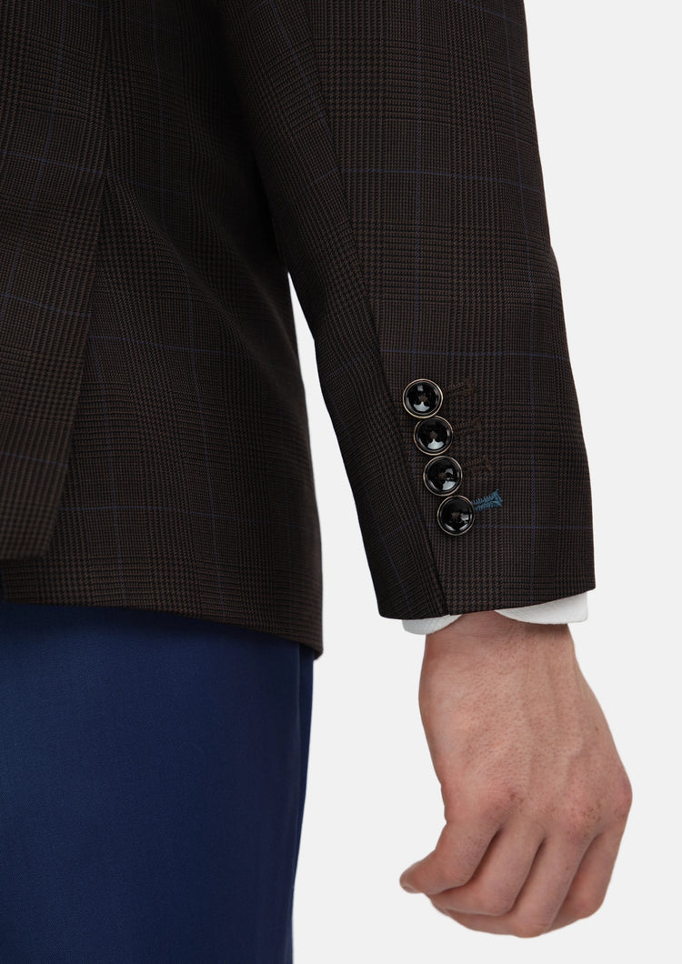 Dark Brown Prince Of Wales Jacket - SARTORO740