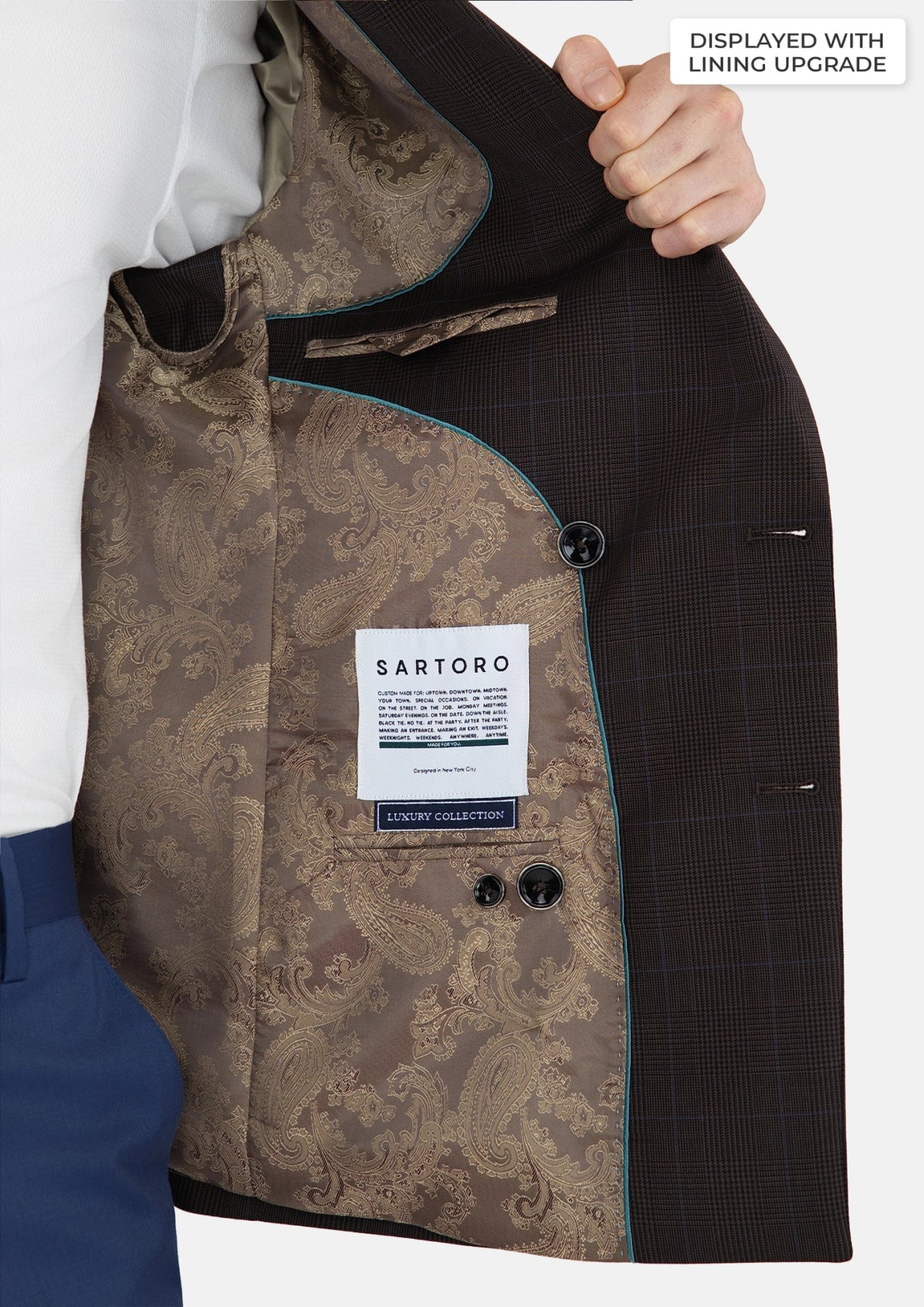 Dark Brown Prince Of Wales Jacket - SARTORO499