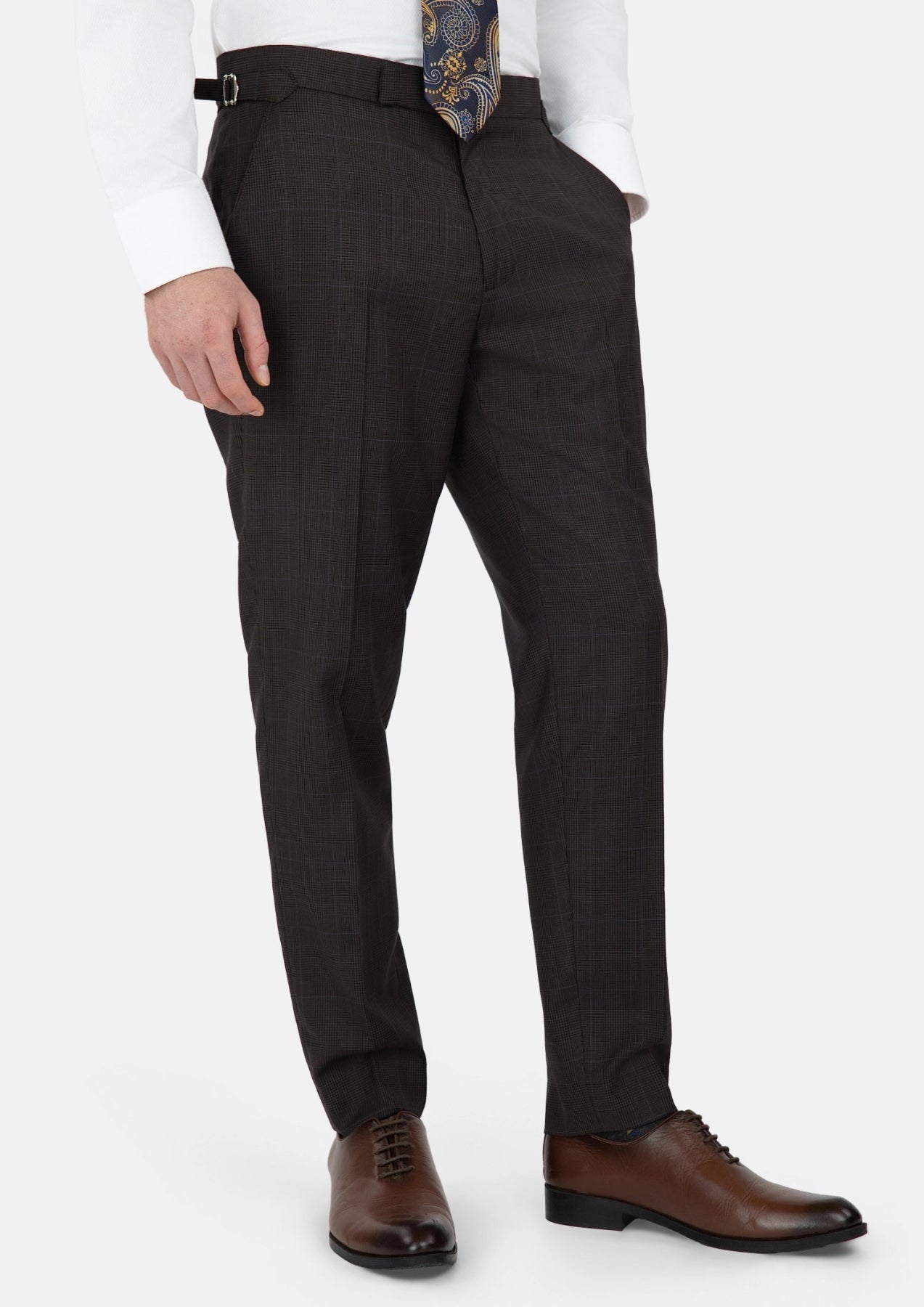 Dark Brown Prince Of Wales Pants - SARTORO177