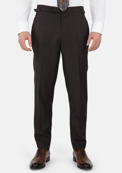 Dark Brown Prince Of Wales Pants - SARTORO