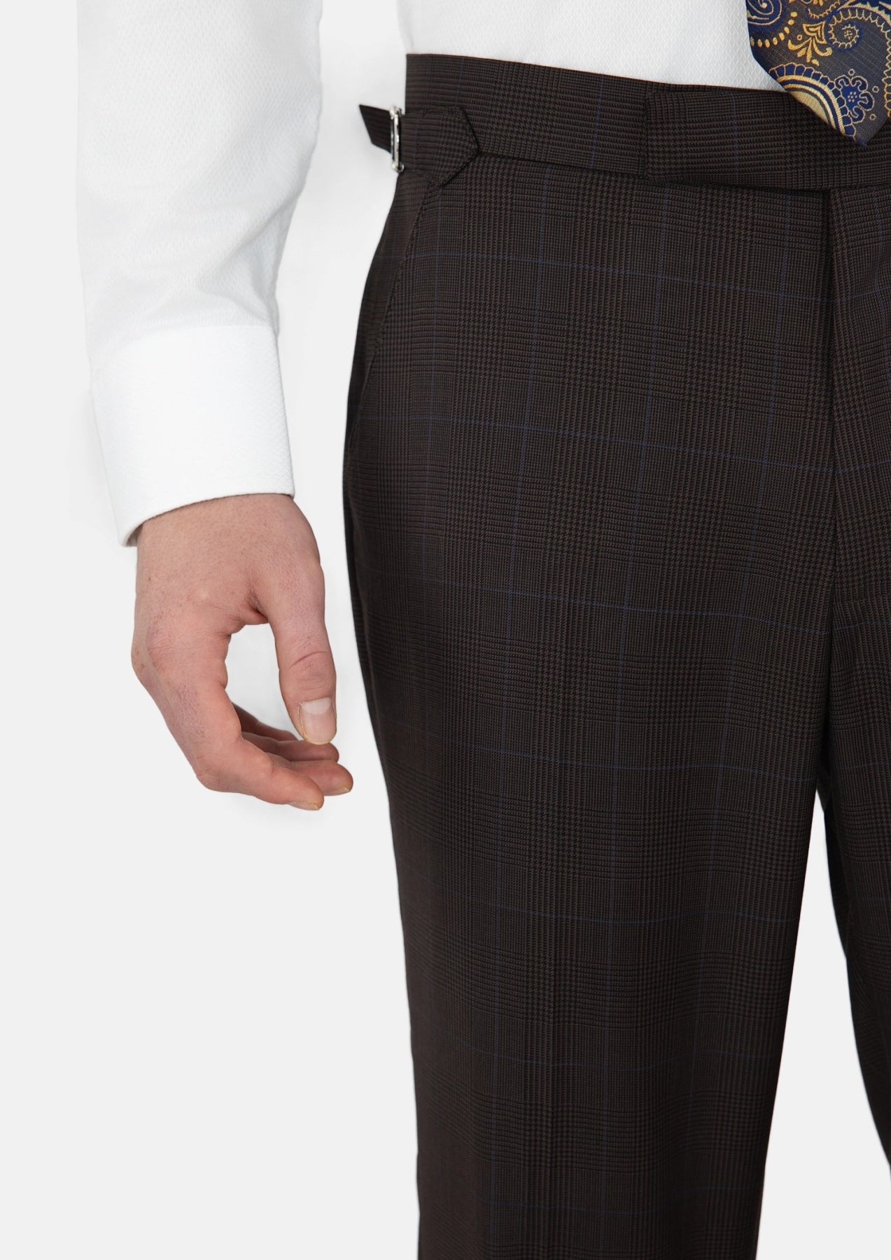 Dark Brown Prince Of Wales Pants - SARTORO910